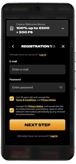 Complete Registration 1 Spinsy Casino