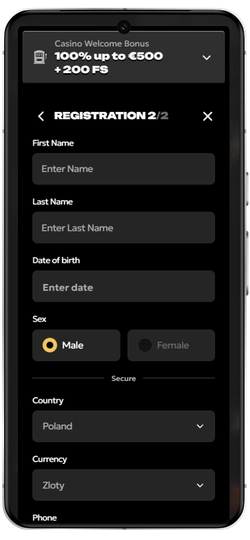 Complete Registration 2 Spinsy Casino